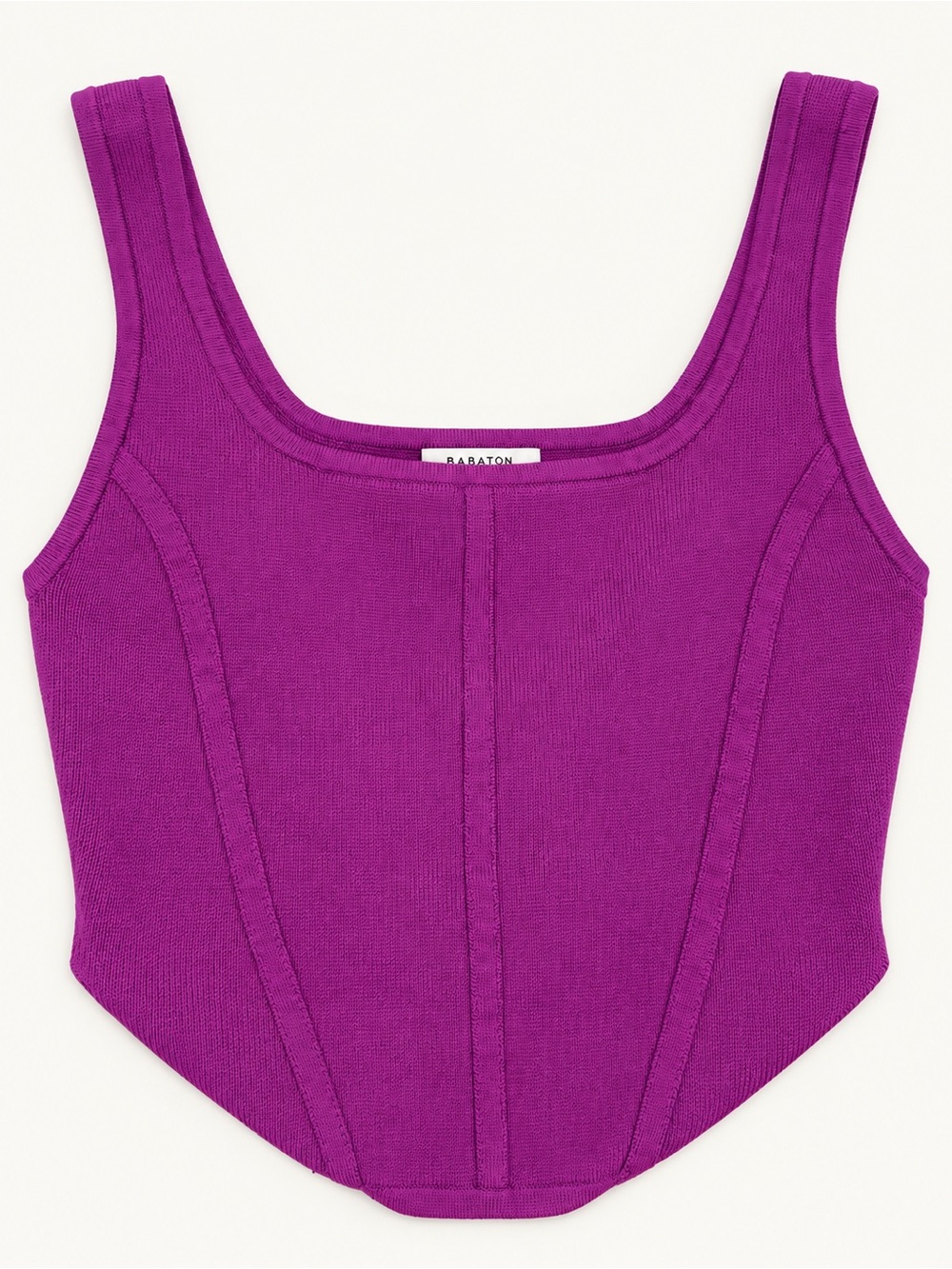 Babaton Vivid Purple Ribbed Square-Neck Tank